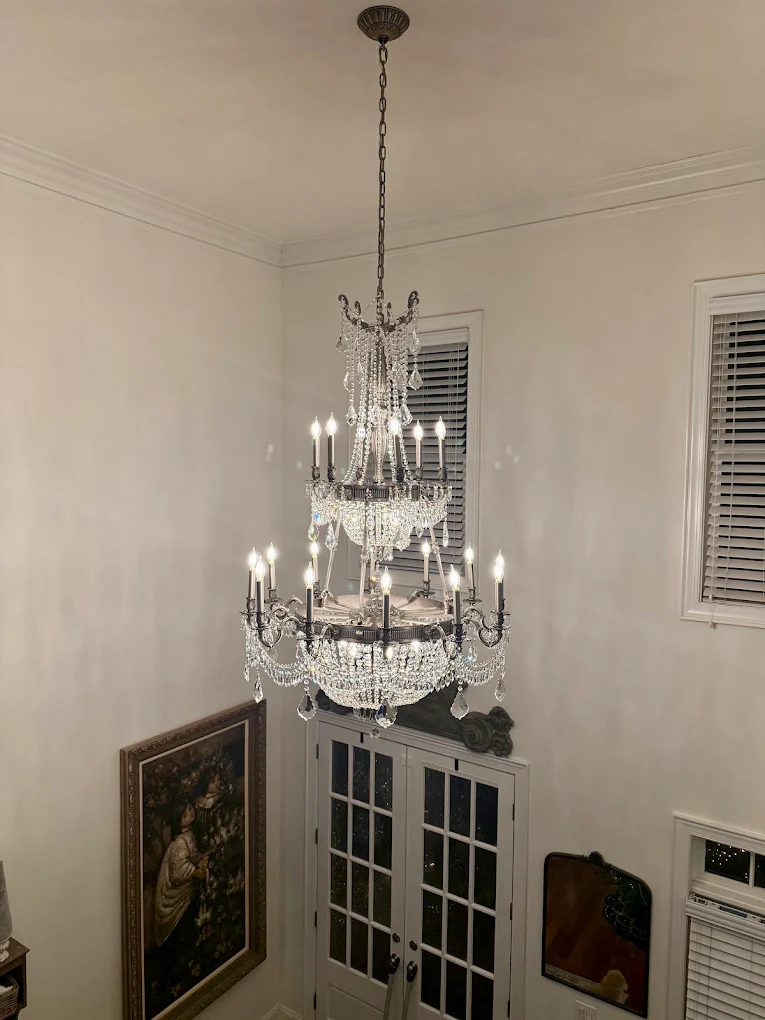 Elegant multi-tier chandelier installation